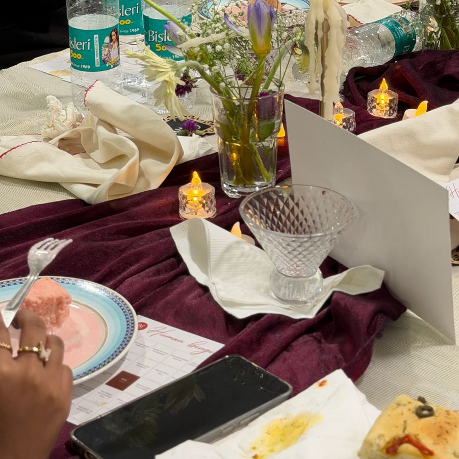 Human bingo cards and rose tres leches at Table No. 01, P&A Table Vijayawada